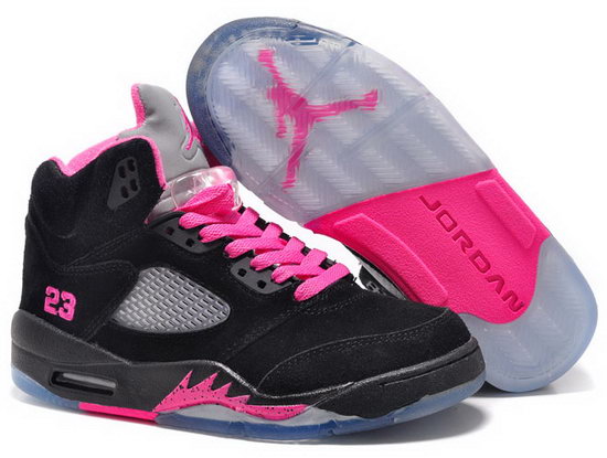 Womens Air Jordan Retro 5 Anti-fur Black Pink Reduced